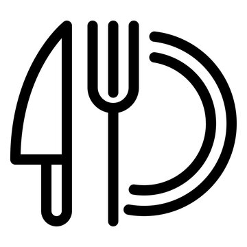 Restaurant Plate Cutlery Set Line Icon
