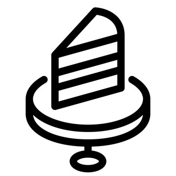 Sliced Cake On Stand Line Icon