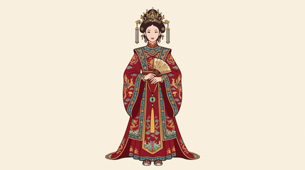 Fototapeta premium Flat illustration of Chinese imperial attire.