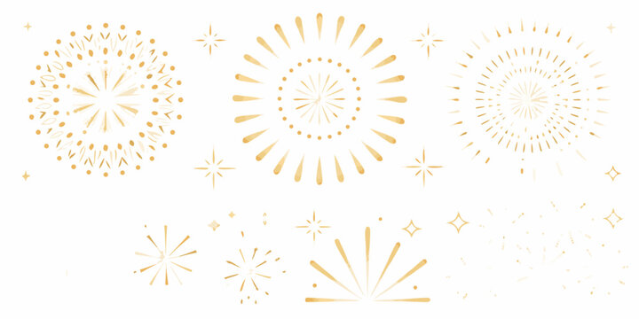 Gold fireworks display vector illustration on a white background