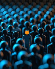 Obraz premium A radiant figure emerges among shadows, representing leadership and individuality in selection