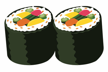 Japanese Sushi Rolls A Colorful Vector Illustration On White Background © Sanjoy