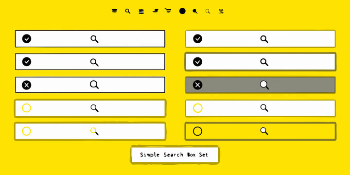 Search Box Icons With Checkmarks And Magnifying Glasses Flat Vector Style