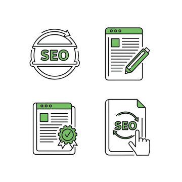 SEO optimization web icons set.
