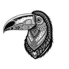 Fototapeta premium Toucan Bird Head Closeup Illustration.