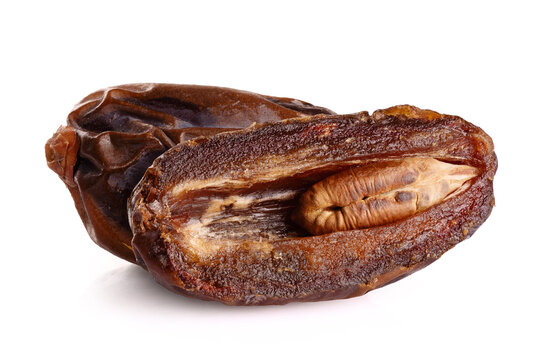 Dried date fruit isolated on white background.
