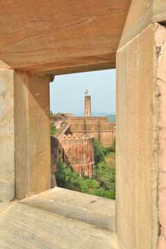 Jaigarh Fort situated on the promontory called the Cheel ka Teela (Hill of Eagles) of the Aravalli range near Amer in Jaipur, Rajasthan, India.