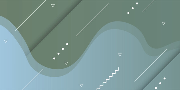 Abstract memphis background with fluid liquid shapes. Modern minimalist geometric elements on a creative sage green and gray gradient backdrop vector.