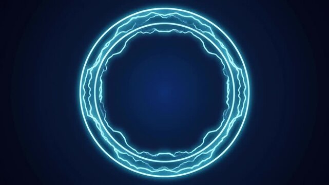 Blue neon ring tracks wave circle concentric graphics. Energy aura diagrams field abstract background boards. Minimal layout charts loop technical electronic vector grids.
