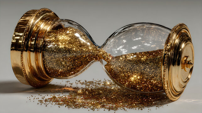 Decorative golden hourglass creation sparkling texture premium artistic presentation Images