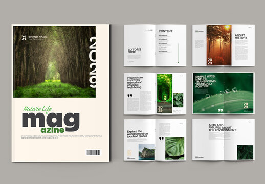 Clean Natural Green Magazine Template