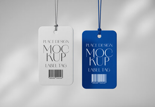 Dual Hanging Clothing Label Tag Mockup on Soft Background