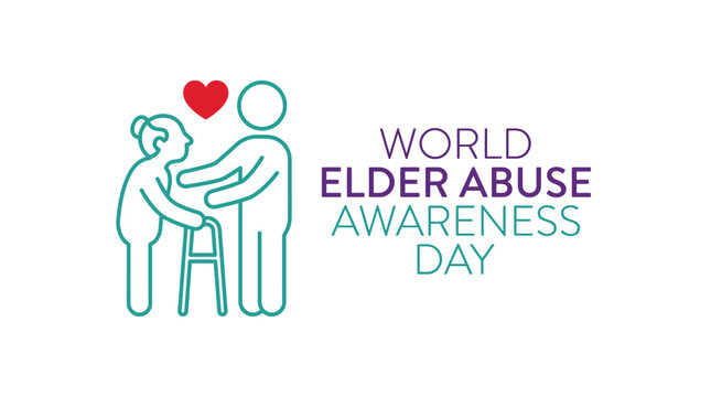 World Elder Abuse Awareness Day, elder abuse prevention, purple and teal awareness vector icon