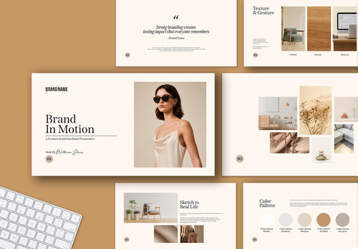 Minimal Neutral Brand Moodboard Template with Editorial Layout
