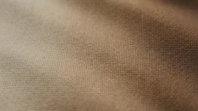 Soft brown linen fabric texture background with gentle folds and waves