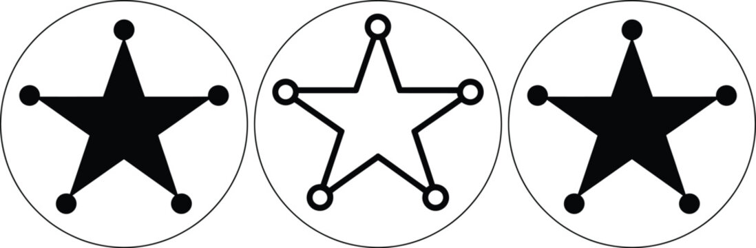 Three star shapes with dots and connecting lines