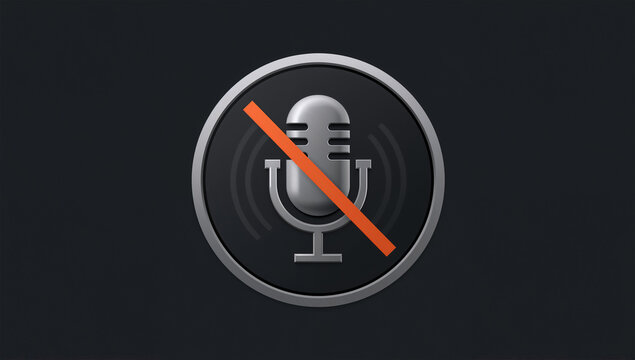 黒い円形ボタンにマイクミュートを示す音声設定アイコン