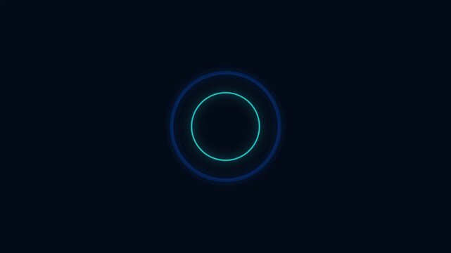 Glowing blue circle rings pulsing in dark motion animation for modern digital interface design video clip endless loop