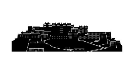 Fototapeta premium Black silhouette of old city.
