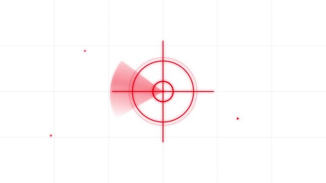 Red radar scanning animation tracking targets on a white grid background in this digital motion footage,earthquake detection