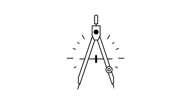 Geometric Compass Drawing Tool Line Art Icon
