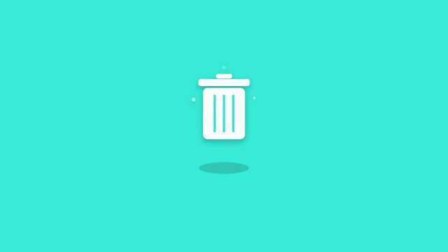 White trash can icon floating with subtle motion in this clean animated digital motion video footage
