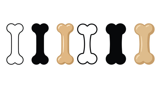 Dog Bone Shapes In Black And Beige Vector Illustration On White Background