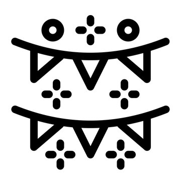 Festive Party Bunting Line Icon