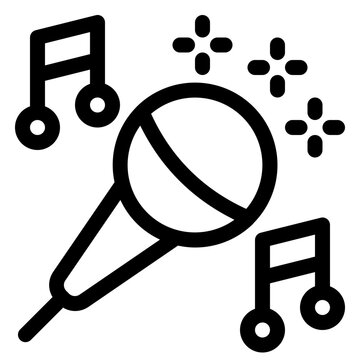 Karaoke Microphone Music Line Icon