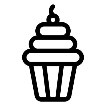 Sweet Cherry Cupcake Line Icon