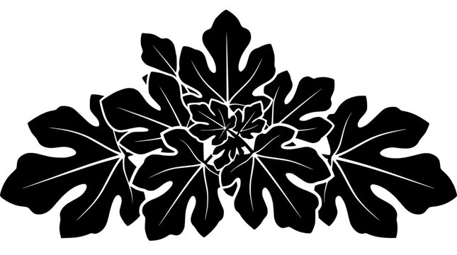 Black Fig Leaves Border Design - Elegant Botanical Illustration