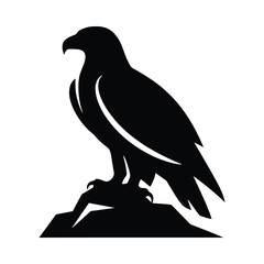 Fototapeta premium Eagle Silhouette On Rock Black And White Graphic Design bird
