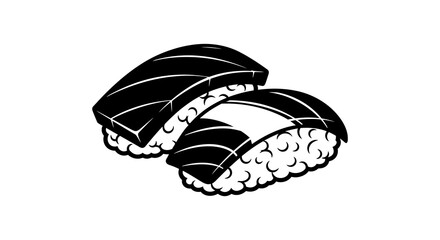 Two Pieces Of Sushi In Black Silhouette © hasib