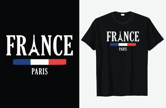 France Paris t shirt graphic design on black background vector illustration