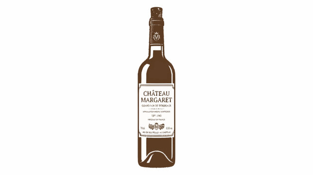 Elegant Bottle of Chateau Margaux Wine Illustration.