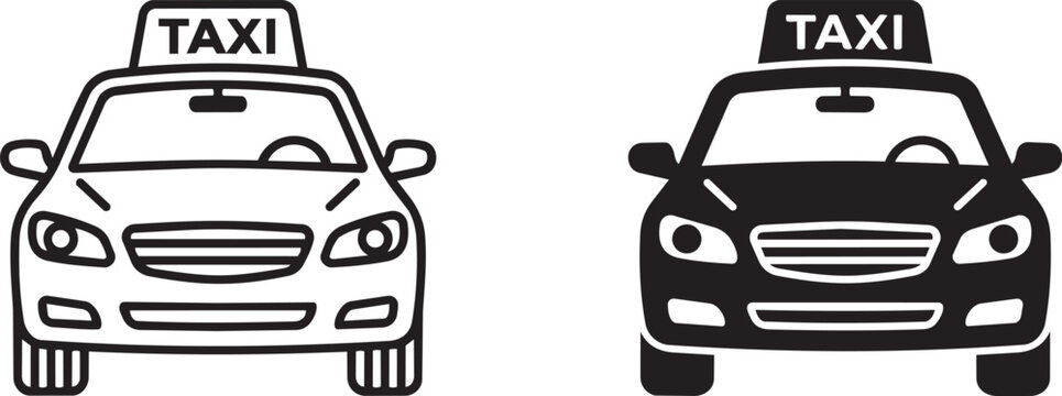 taxi car icon line and solid style vector illustration