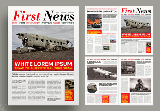 Professional Newspaper Template Layout  Vintage Editorial Print Design