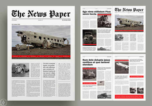 Classic Newspaper Layout Template with Vintage Editorial Magazine Design