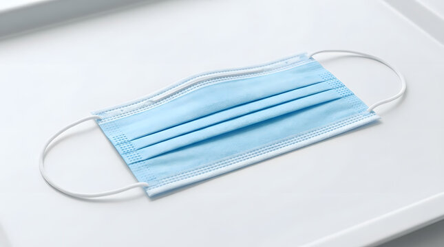 Protective face mask for medical and public health use captured from a high angle view