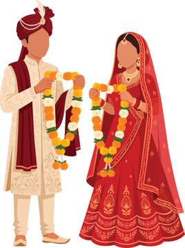 Wedding Couple Exchanging Garlands Jaimala Ceremony 