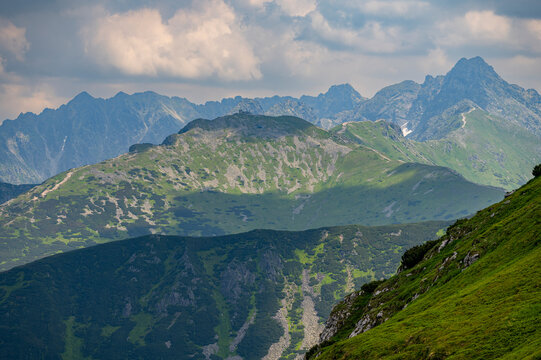 Scenic panorama of Tatra Mountains view from Kondracka Pass, Poland