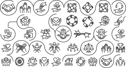 Obraz premium Collection of diverse hand-drawn symbols and icons