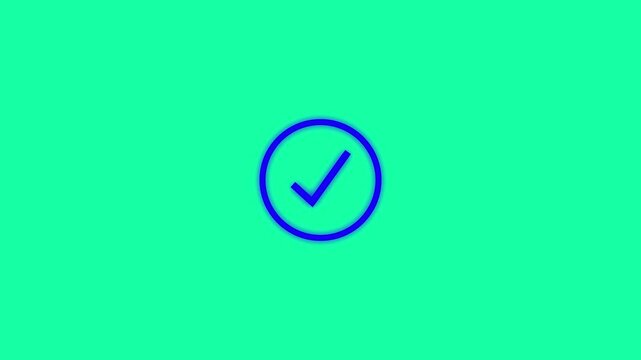 Successfully completed icon animation isolated on blue background