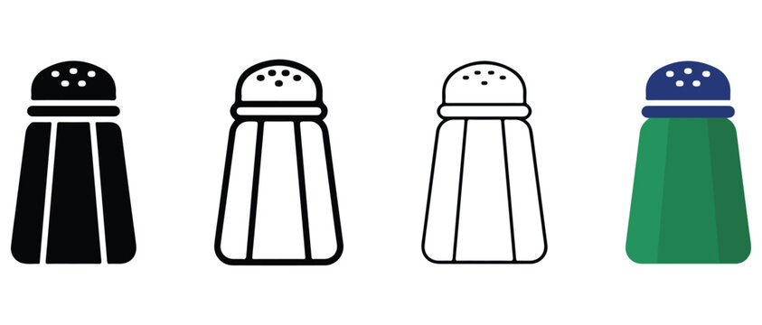 salt and pepper shakers side by side on white background