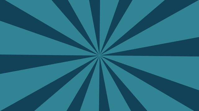Teal motion graphic animation background with sunburst pattern and rays of light for video intro or transition effect