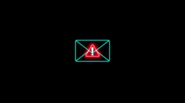 SMS spam, fake text message phishing from scammer concept. System hacked red warning alert, email hack, scam malware spreading virus on message alert virtual . Motion graphics of scam concept