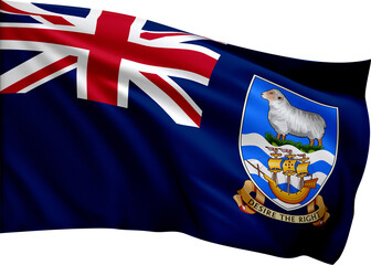 Fototapeta premium Falkland Islands (Malvinas) Flag PNG with Transparent Background, Waving Flag of Falkland Islands, Island or Territory Symbol for Travel, Tourism, Geography, Culture and International Design