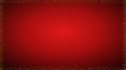 Deep red background with elegant sparkling glittery golden frame border for holiday greetings © professional design