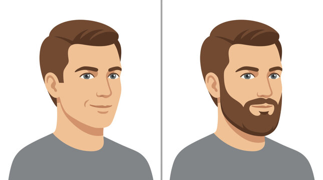 Comparison of Man Before and After Growing a Full Beard