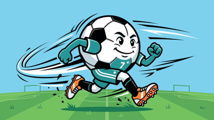 Running Soccer Ball Mascot Vector Illustration © Pournima